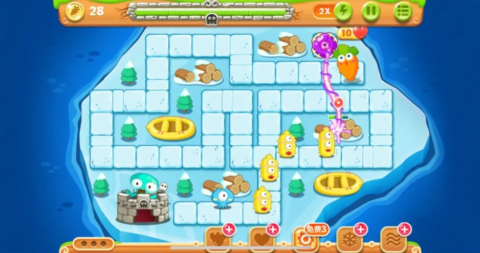 保卫萝卜2第43关的攻略解析一下