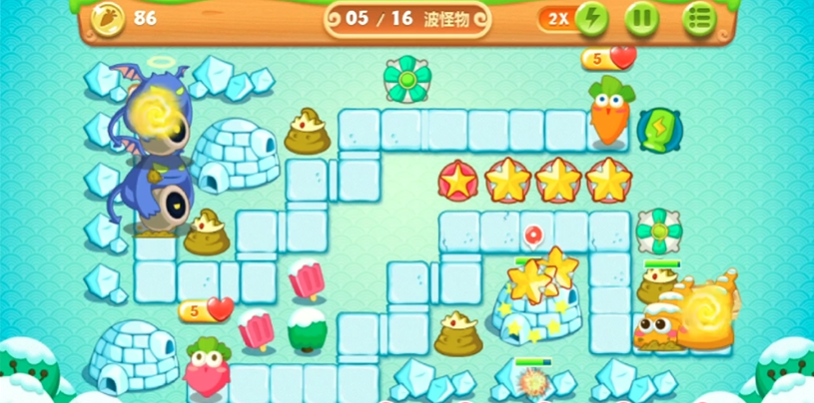 保卫萝卜2第二十二关的赢取要诀是什么