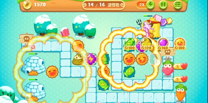 保卫萝卜2第二十二关的赢取要诀是什么