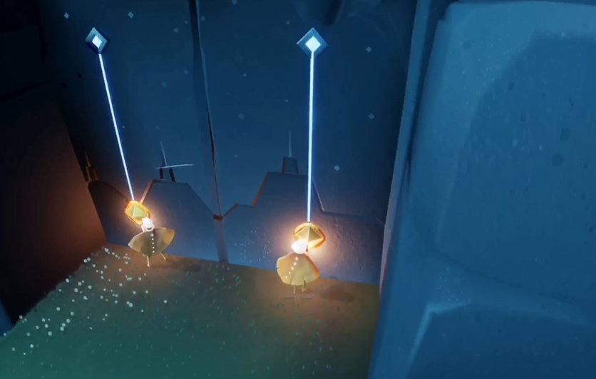 如何实现光遇双人一同向下飞行