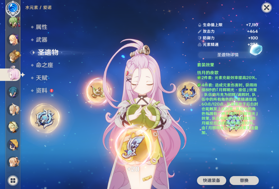原神洛艾尔起初阶段适合佩戴什么样的圣遗物